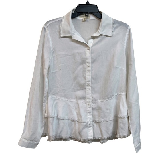 Anthro CLOTH & STONE Tencel Blouse Top White Size Small - Picture 3 of 7